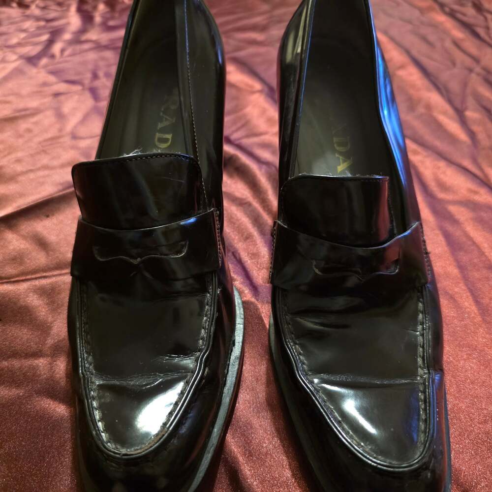 Prada Women's Vintage Patent Leather Block Heel Loafers - Picture 3 of 6